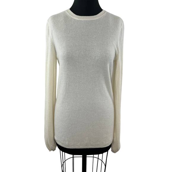 THEORY Cream Long Sleeve Tobias Pullover Cashmere Knit Blend Sweater Size L - Picture 1 of 9